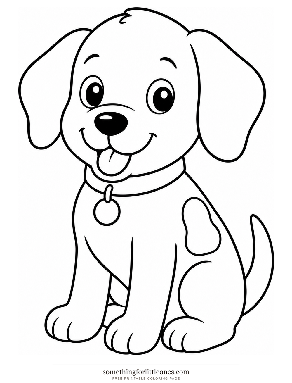 Line drawing of a sitting puppy to color