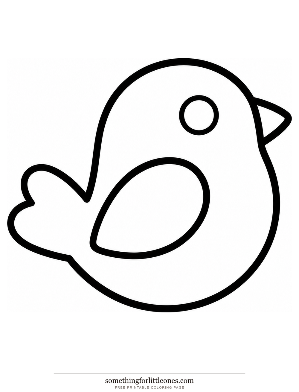 Line drawing of one bird made of a few huge shapes.