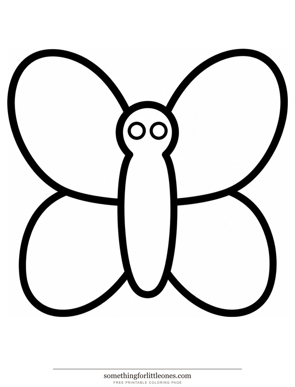 Line drawing of one butterfly with four huge wings.